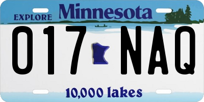 MN license plate 017NAQ