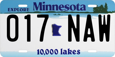 MN license plate 017NAW