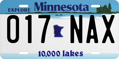 MN license plate 017NAX