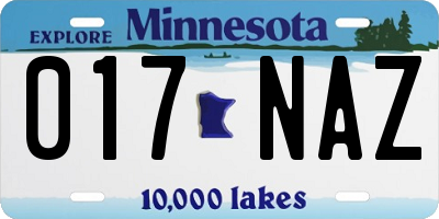 MN license plate 017NAZ