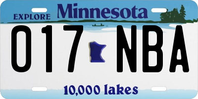 MN license plate 017NBA