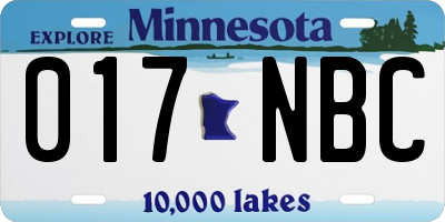 MN license plate 017NBC