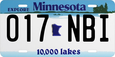 MN license plate 017NBI
