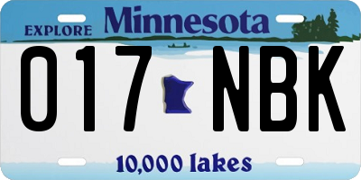 MN license plate 017NBK