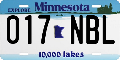 MN license plate 017NBL