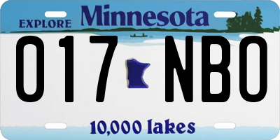 MN license plate 017NBO
