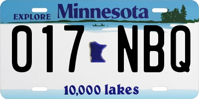 MN license plate 017NBQ