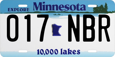 MN license plate 017NBR