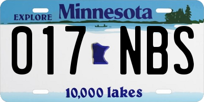 MN license plate 017NBS