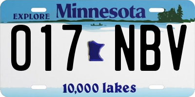 MN license plate 017NBV