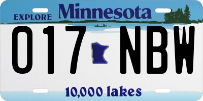 MN license plate 017NBW