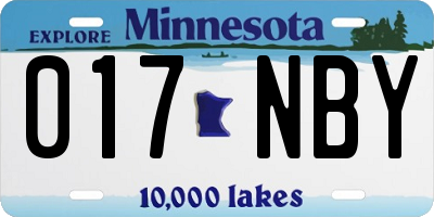 MN license plate 017NBY