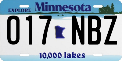 MN license plate 017NBZ