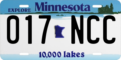 MN license plate 017NCC