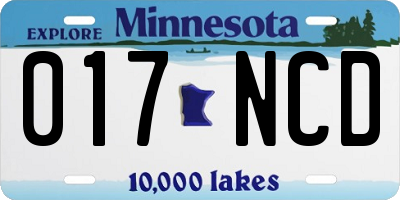MN license plate 017NCD