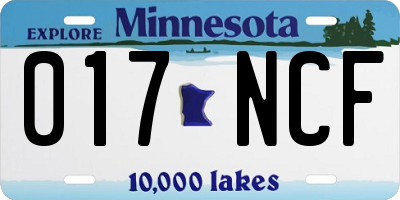 MN license plate 017NCF