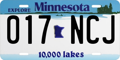 MN license plate 017NCJ