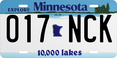 MN license plate 017NCK