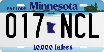 MN license plate 017NCL