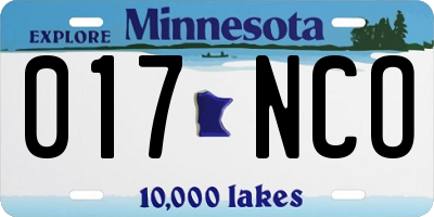 MN license plate 017NCO