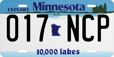 MN license plate 017NCP