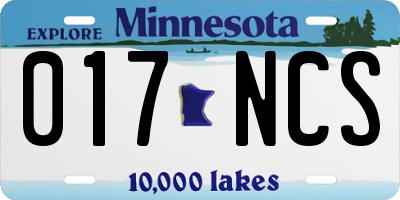 MN license plate 017NCS