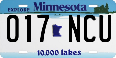 MN license plate 017NCU