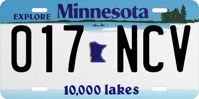 MN license plate 017NCV