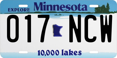 MN license plate 017NCW