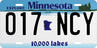MN license plate 017NCY