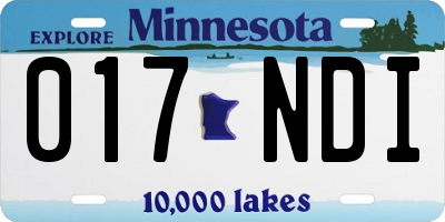 MN license plate 017NDI