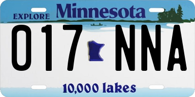 MN license plate 017NNA