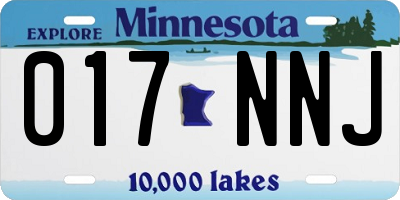 MN license plate 017NNJ