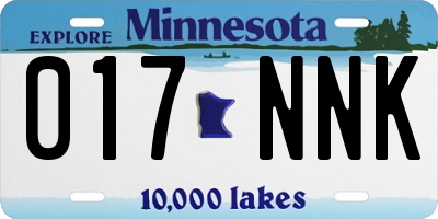 MN license plate 017NNK