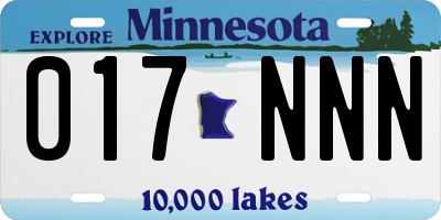 MN license plate 017NNN