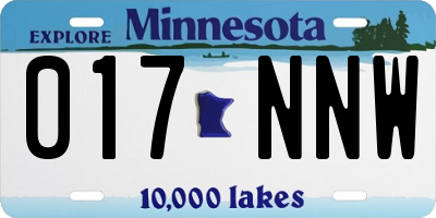 MN license plate 017NNW