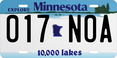 MN license plate 017NOA