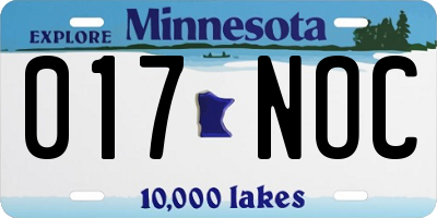MN license plate 017NOC