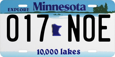 MN license plate 017NOE