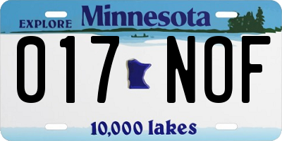 MN license plate 017NOF