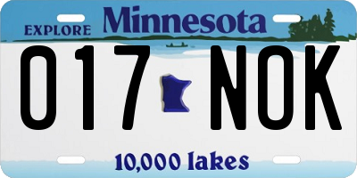 MN license plate 017NOK