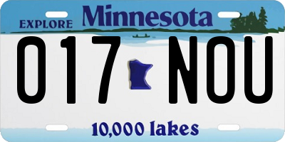 MN license plate 017NOU