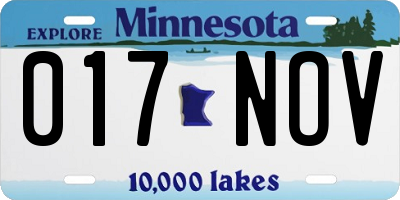 MN license plate 017NOV