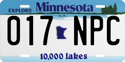 MN license plate 017NPC