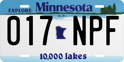 MN license plate 017NPF
