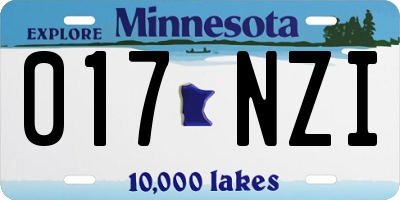 MN license plate 017NZI