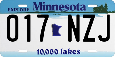 MN license plate 017NZJ