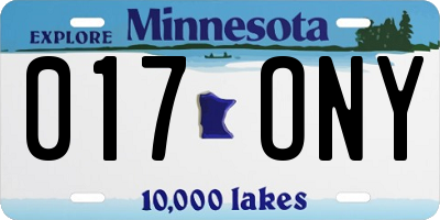 MN license plate 017ONY