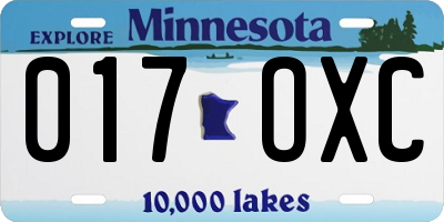 MN license plate 017OXC
