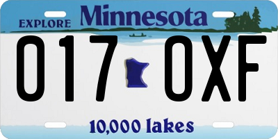 MN license plate 017OXF